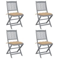 vidaXL Klappbare Gartenstühle 4 Stk. mit Kissen...