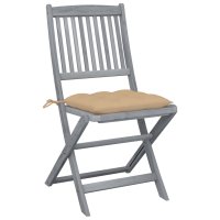 vidaXL Klappbare Gartenstühle 4 Stk. mit Kissen...