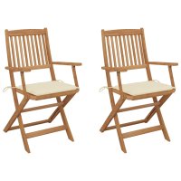 vidaXL Klappbare Gartenstühle 2 Stk. mit Kissen...