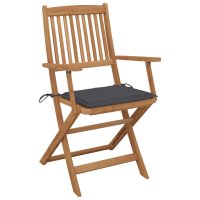 vidaXL Klappbare Gartenstühle 4 Stk. mit Kissen...
