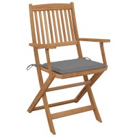 vidaXL Klappbare Gartenstühle 4 Stk. mit Kissen...