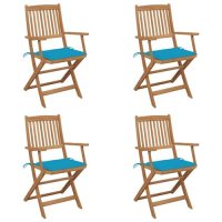 vidaXL Klappbare Gartenstühle 4 Stk. mit Kissen...