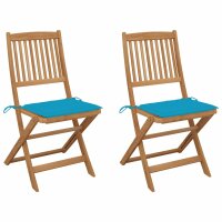 vidaXL Klappbare Gartenstühle 2 Stk. mit Kissen...