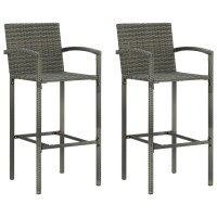 vidaXL 3-tlg. Gartenbar-Set Poly Rattan Grau