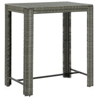 vidaXL 7-tlg. Gartenbar-Set mit Kissen Poly Rattan Grau