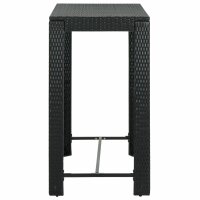 vidaXL 7-tlg. Gartenbar-Set mit Kissen Poly Rattan Schwarz