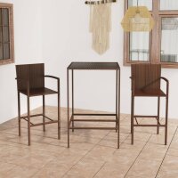 vidaXL 3-tlg. Gartenbar-Set Poly Rattan Braun