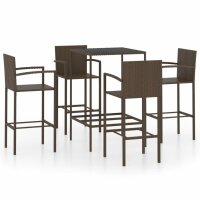 vidaXL 5-tlg. Gartenbar-Set Poly Rattan Braun