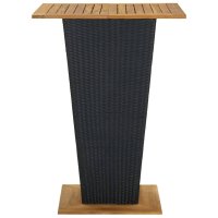 vidaXL 5-tlg. Gartenbar-Set mit Kissen Poly Rattan Schwarz