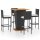 vidaXL 5-tlg. Gartenbar-Set mit Kissen Poly Rattan Schwarz