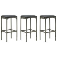 vidaXL 4-tlg. Gartenbar-Set mit Kissen Grau