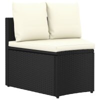 vidaXL 7-tlg. Garten-Sofagarnitur mit Auflagen Poly Rattan Schwarz