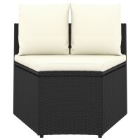 vidaXL 7-tlg. Garten-Sofagarnitur mit Auflagen Poly Rattan Schwarz