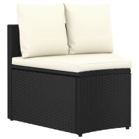 vidaXL 4-tlg. Garten-Sofagarnitur mit Auflagen Poly Rattan Schwarz