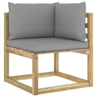 vidaXL Garten-Ecksofa mit Kissen Gr&uuml;n Impr&auml;gniertes Kiefernholz