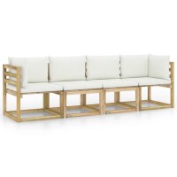 vidaXL 4-Sitzer-Gartensofa mit Creme Kissen