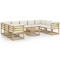 vidaXL 10-tlg. Garten-Lounge-Set mit Kissen...