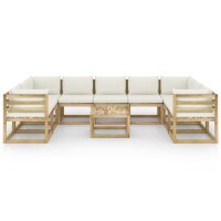 vidaXL 10-tlg. Garten-Lounge-Set mit Kissen...