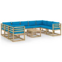 vidaXL 10-tlg. Garten-Lounge-Set mit Kissen...