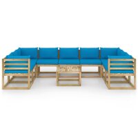 vidaXL 10-tlg. Garten-Lounge-Set mit Kissen...