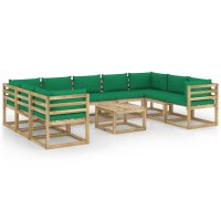 vidaXL 10-tlg. Garten-Lounge-Set mit Kissen Impr&auml;gniertes Kiefernholz