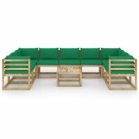 vidaXL 10-tlg. Garten-Lounge-Set mit Kissen Impr&auml;gniertes Kiefernholz