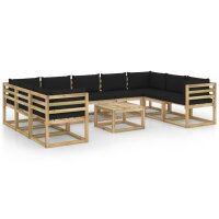 vidaXL 10-tlg. Garten-Lounge-Set mit Kissen Impr&auml;gniertes Kiefernholz