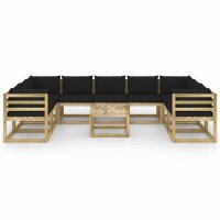 vidaXL 10-tlg. Garten-Lounge-Set mit Kissen Impr&auml;gniertes Kiefernholz