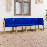 vidaXL 4-Sitzer-Gartensofa mit Blauen Kissen