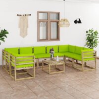 vidaXL 10-tlg. Garten-Lounge-Set mit Kissen...