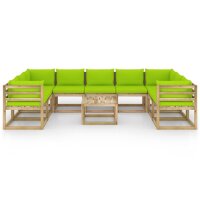 vidaXL 10-tlg. Garten-Lounge-Set mit Kissen Impr&auml;gniertes Kiefernholz