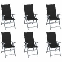 vidaXL Verstellbare Gartenstühle 6 Stk. mit Auflagen...