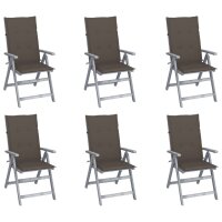 vidaXL Verstellbare Gartenstühle 6 Stk. mit Auflagen...