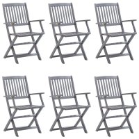 vidaXL Klappbare Gartenstühle 6 Stk. mit Kissen...