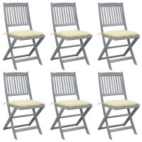 vidaXL Klappbare Gartenstühle 6 Stk. mit Kissen Massivholz Akazie