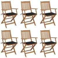 vidaXL Klappbare Gartenstühle 6 Stk. mit Kissen...