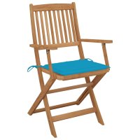 vidaXL Klappbare Gartenstühle 6 Stk. mit Kissen Massivholz Akazie
