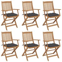 vidaXL Klappbare Gartenstühle 6 Stk. mit Kissen...