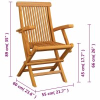 vidaXL Klappbare Gartenst&uuml;hle 4 Stk. Massivholz Teak