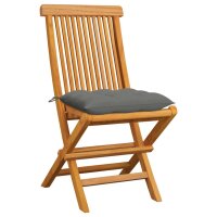 vidaXL Gartenstühle mit Grauen Kissen 6 Stk....