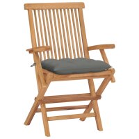 vidaXL Gartenstühle mit Grauen Kissen 4 Stk....