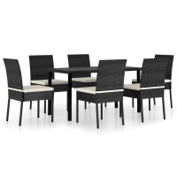 vidaXL 7-tlg. Garten-Essgruppe Poly Rattan Schwarz