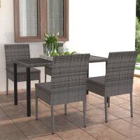 vidaXL 5-tlg. Garten-Essgruppe Poly Rattan Grau