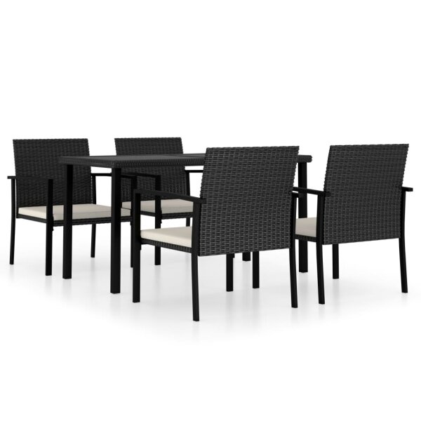 vidaXL 5-tlg. Garten-Essgruppe Poly Rattan Schwarz