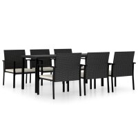 vidaXL 7-tlg. Garten-Essgruppe Poly Rattan Schwarz