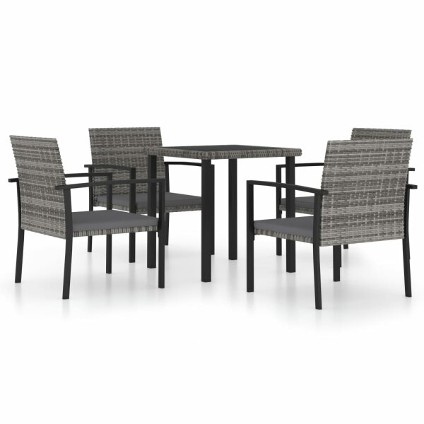 vidaXL 5-tlg. Garten-Essgruppe Poly Rattan Grau