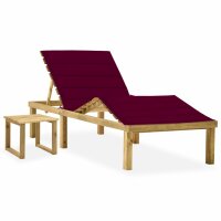 vidaXL Garten-Sonnenliege mit Tisch und Auflage Kiefer...