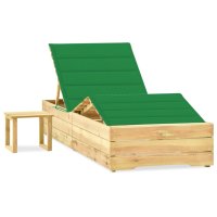vidaXL Garten-Sonnenliege mit Tisch und Auflage Kiefer...
