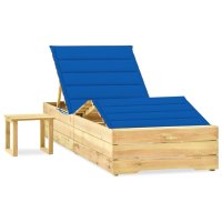 vidaXL Garten-Sonnenliege mit Tisch und Auflage Kiefer...