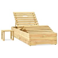 vidaXL Garten-Sonnenliege mit Tisch und Auflage Kiefer...